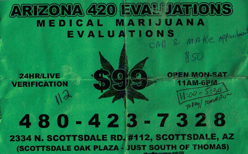 Arizona 420 Evaluations, 2334 N Scottsdale Rd, Scottsdale, Arizona - (480)423-7328 - ad